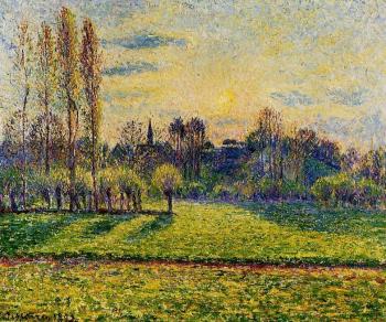 Camille Pissarro : View of Bazincourt, Sunset